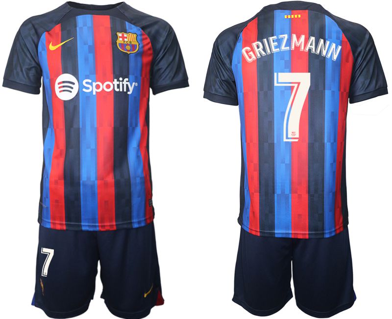 Men 2022-2023 Club Barcelona home blue 7 Soccer Jersey